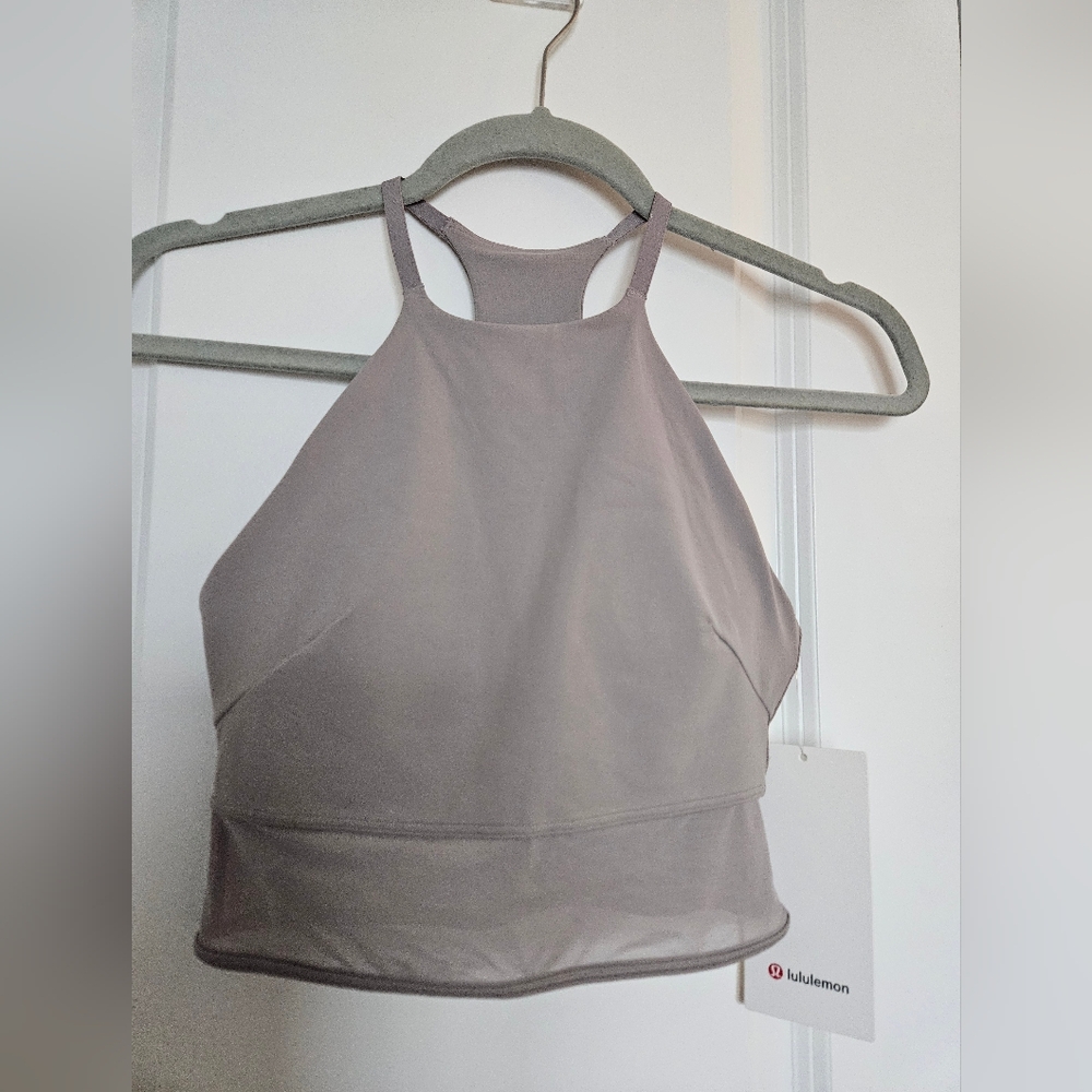 NWT Lululemon Nulu High-Neck Mesh-Hem Tank Light Support, B/C Cup Mauve Grey XS